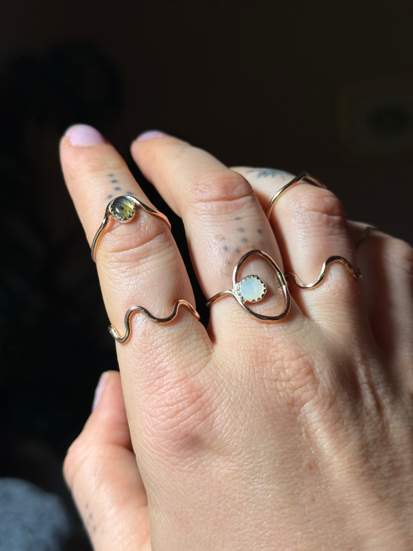 14k Gold Fill Labradorite Arch Ring