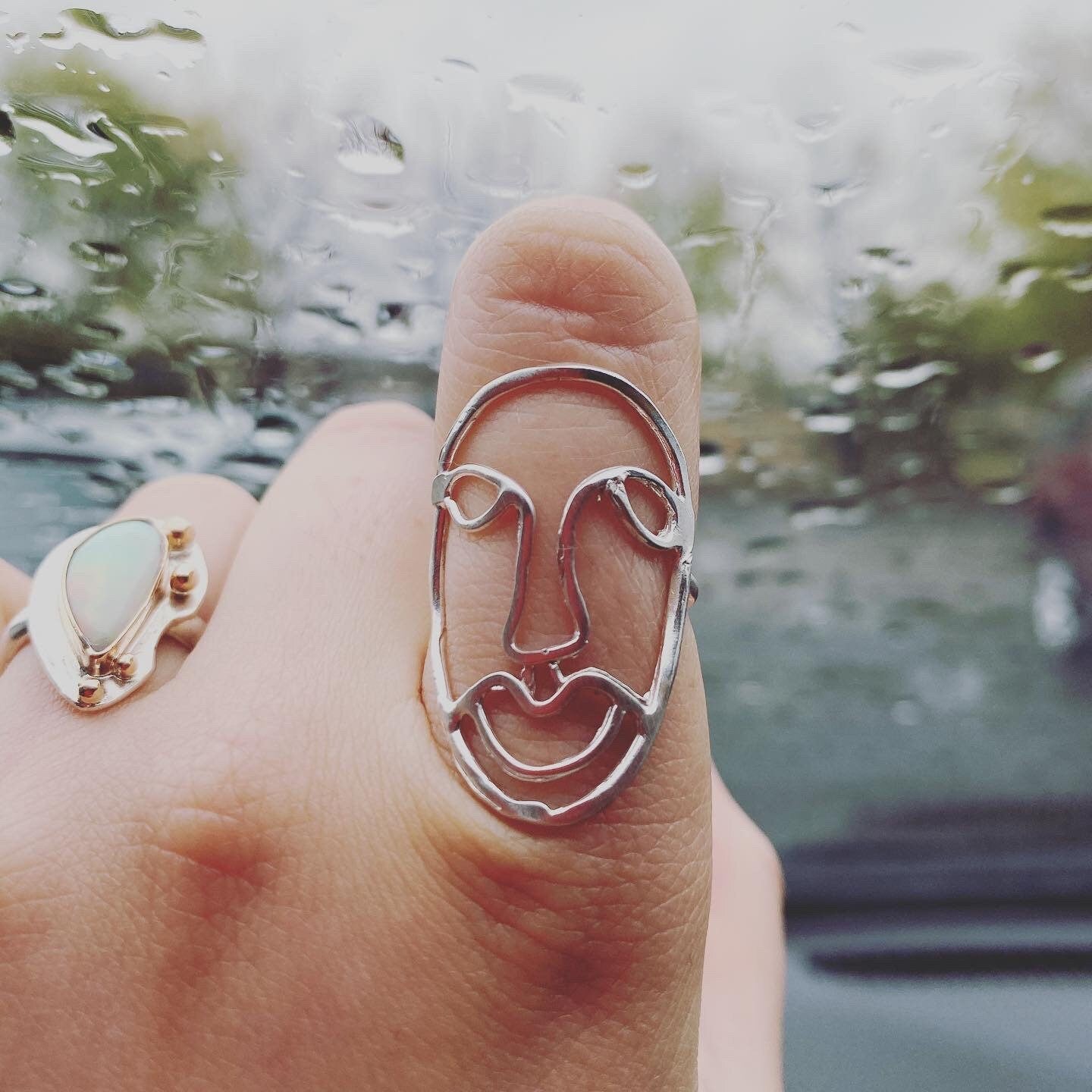 The Mask She Wears Ring in sterling silver • Made to order in your size
