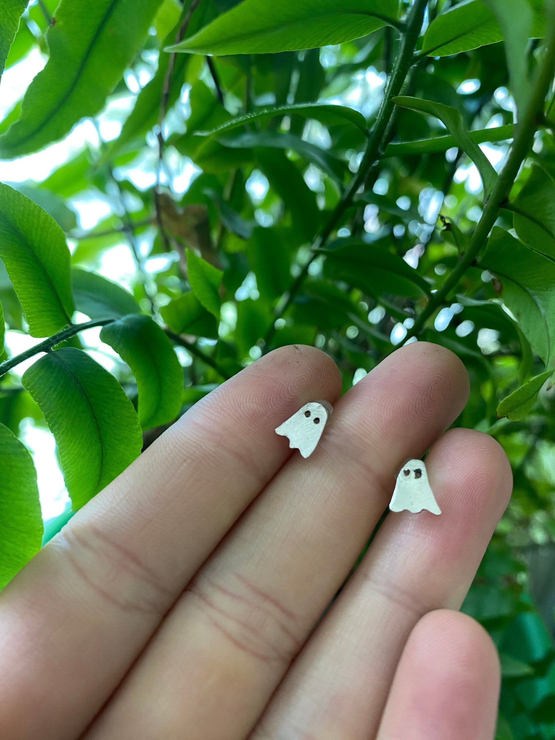 Tiny Sterling Silver Ghost Studs