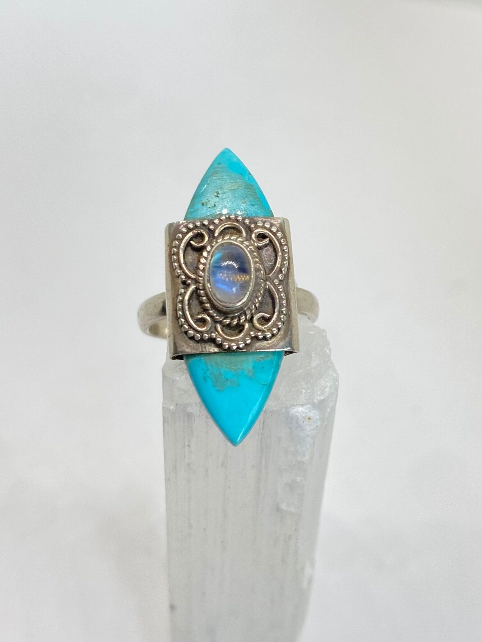 Labradorite & Turquoise Ring size 7