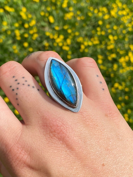 Labradorite Spaceship Ring • sterling silver statement ring • sizes 6-10