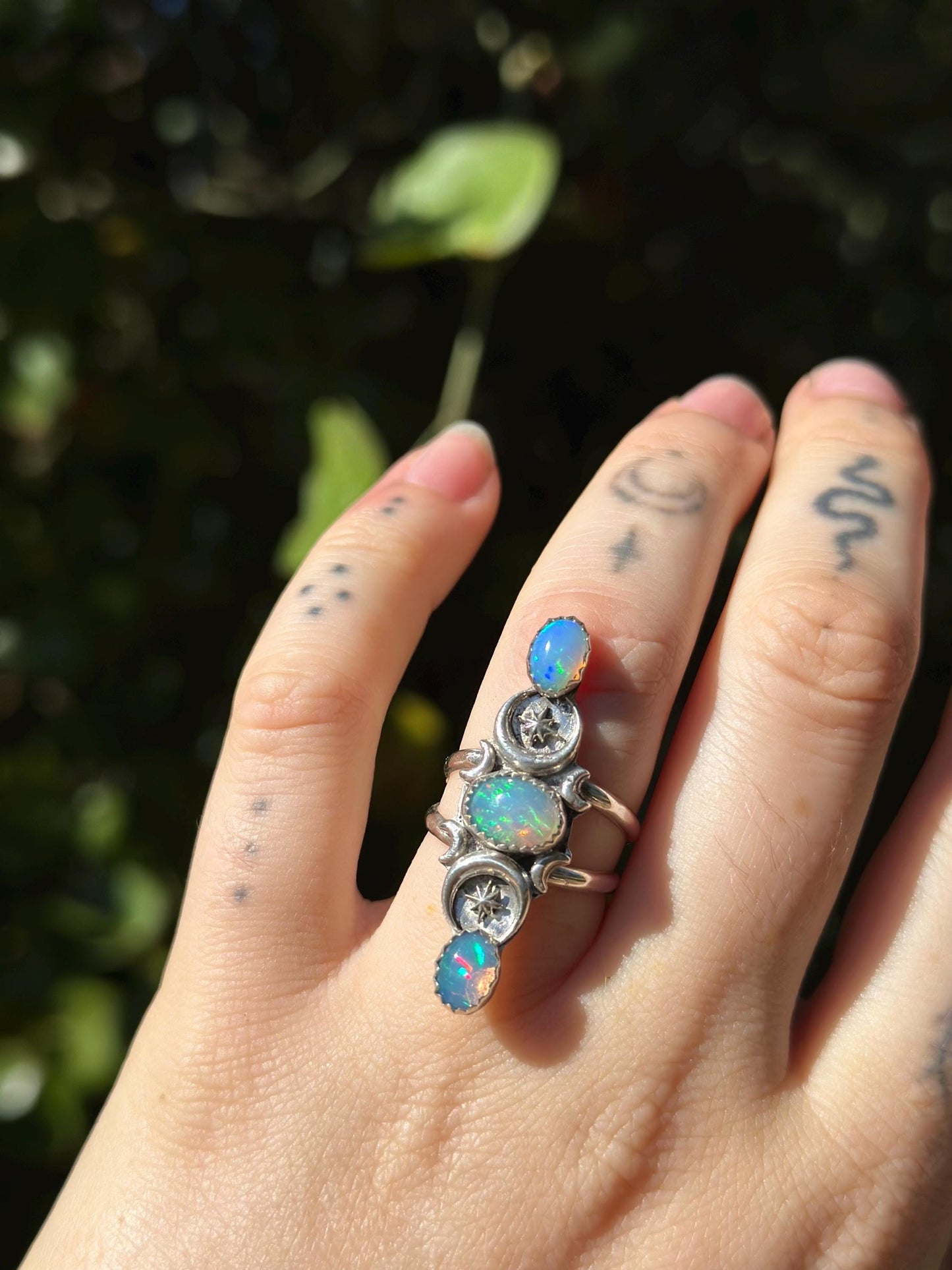 Three Faced Goddess Opal Ring size 6.5 • Welo Opal • Opal Moon ring