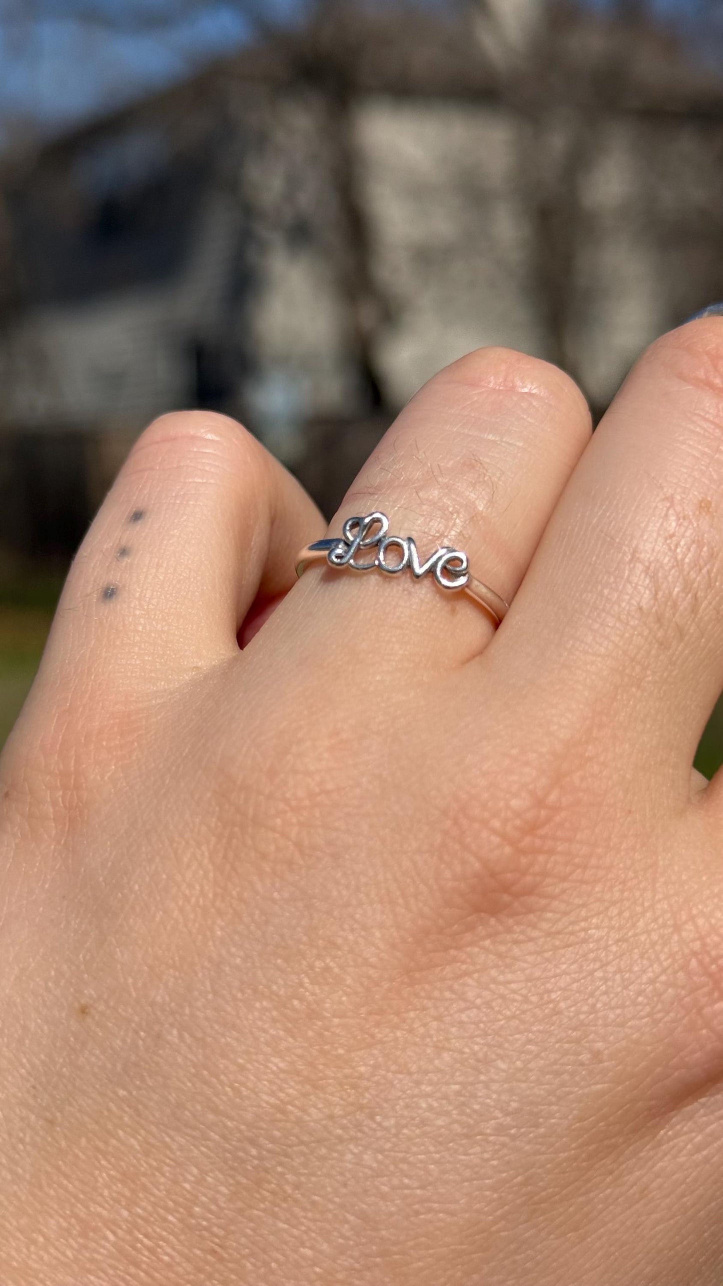 Love Cursive Ring in Sterling silver