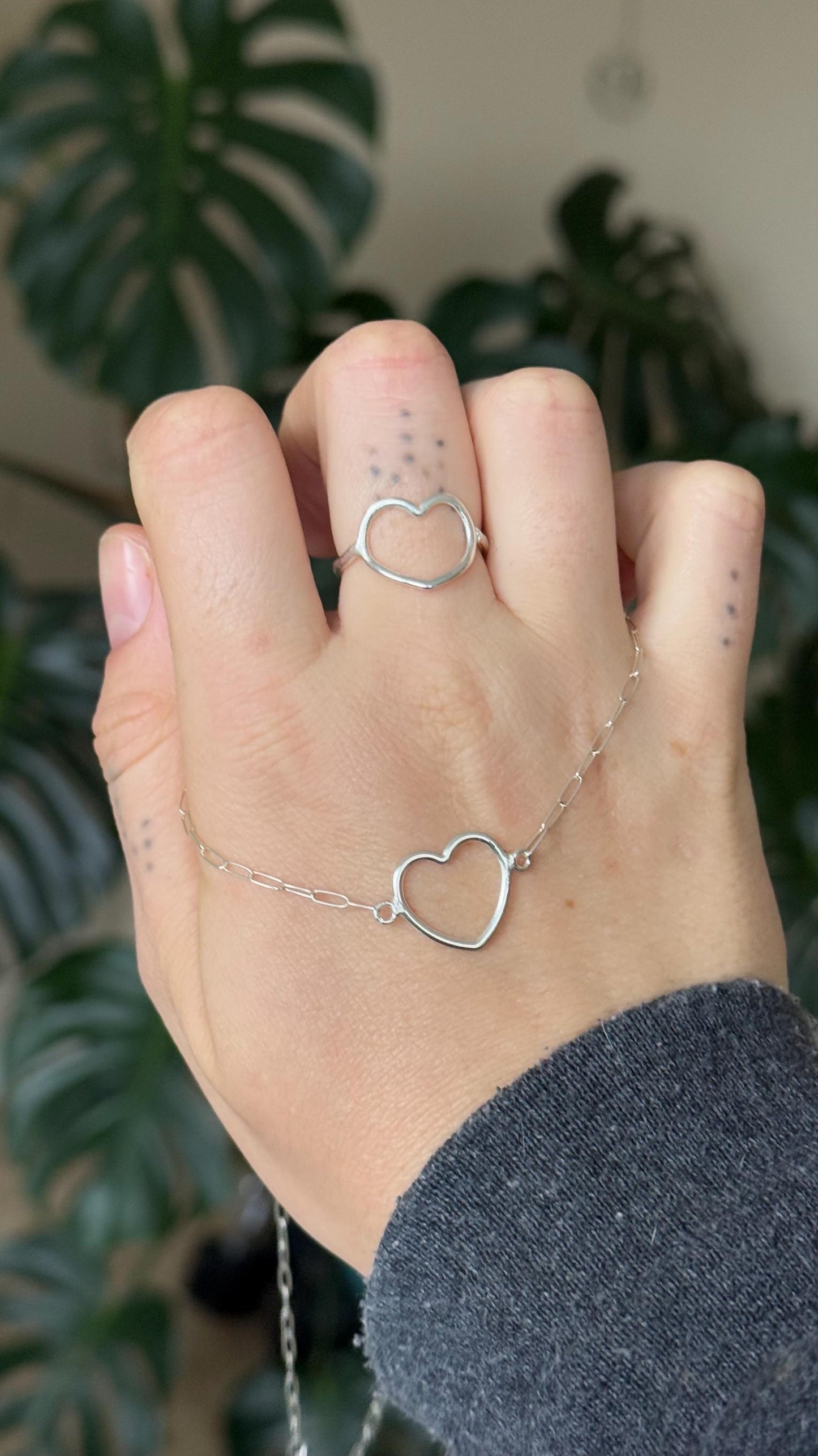 Sterling silver Heart Ring Choker