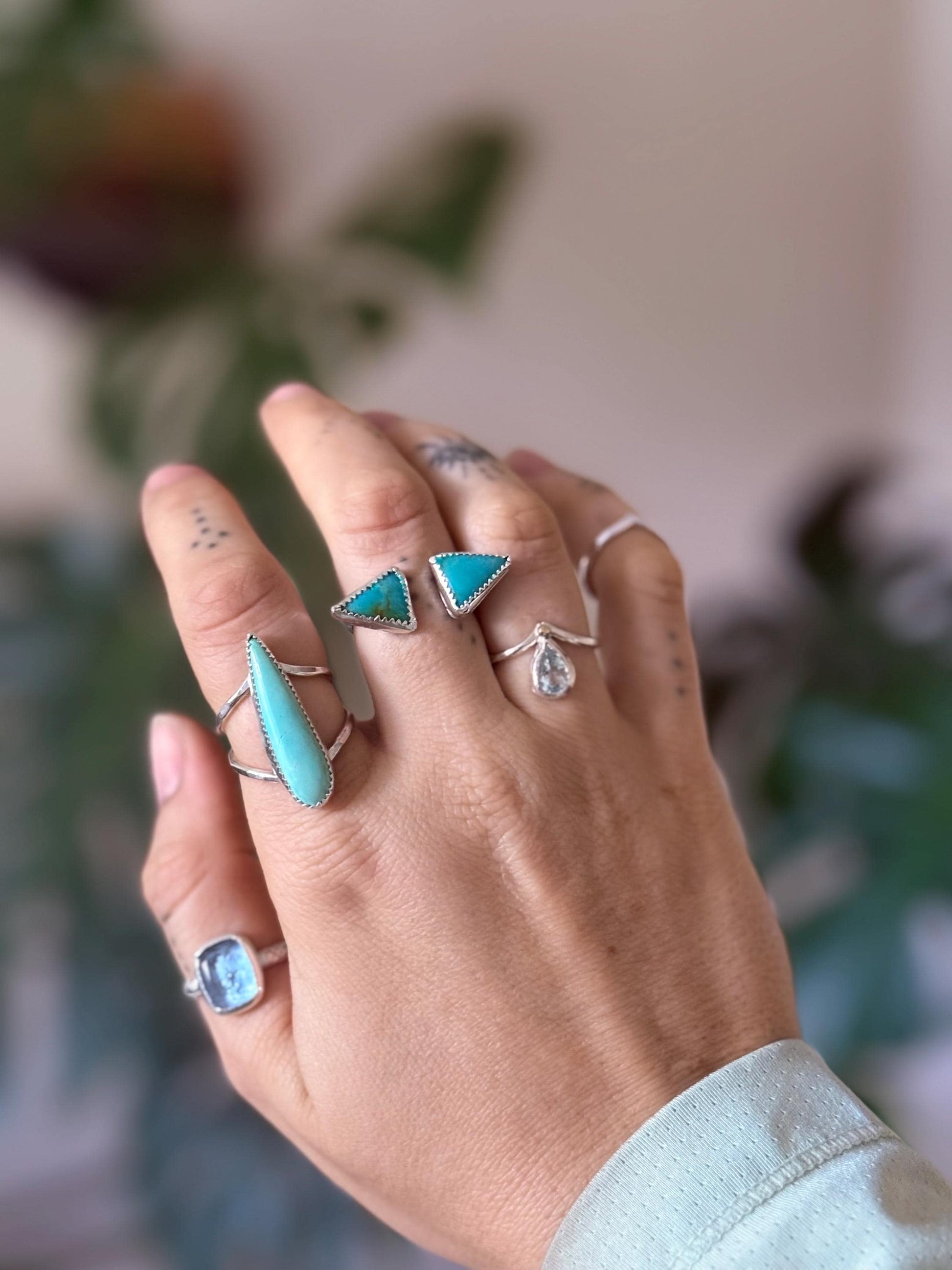 Turquoise <>Adjustable Ring in sterling