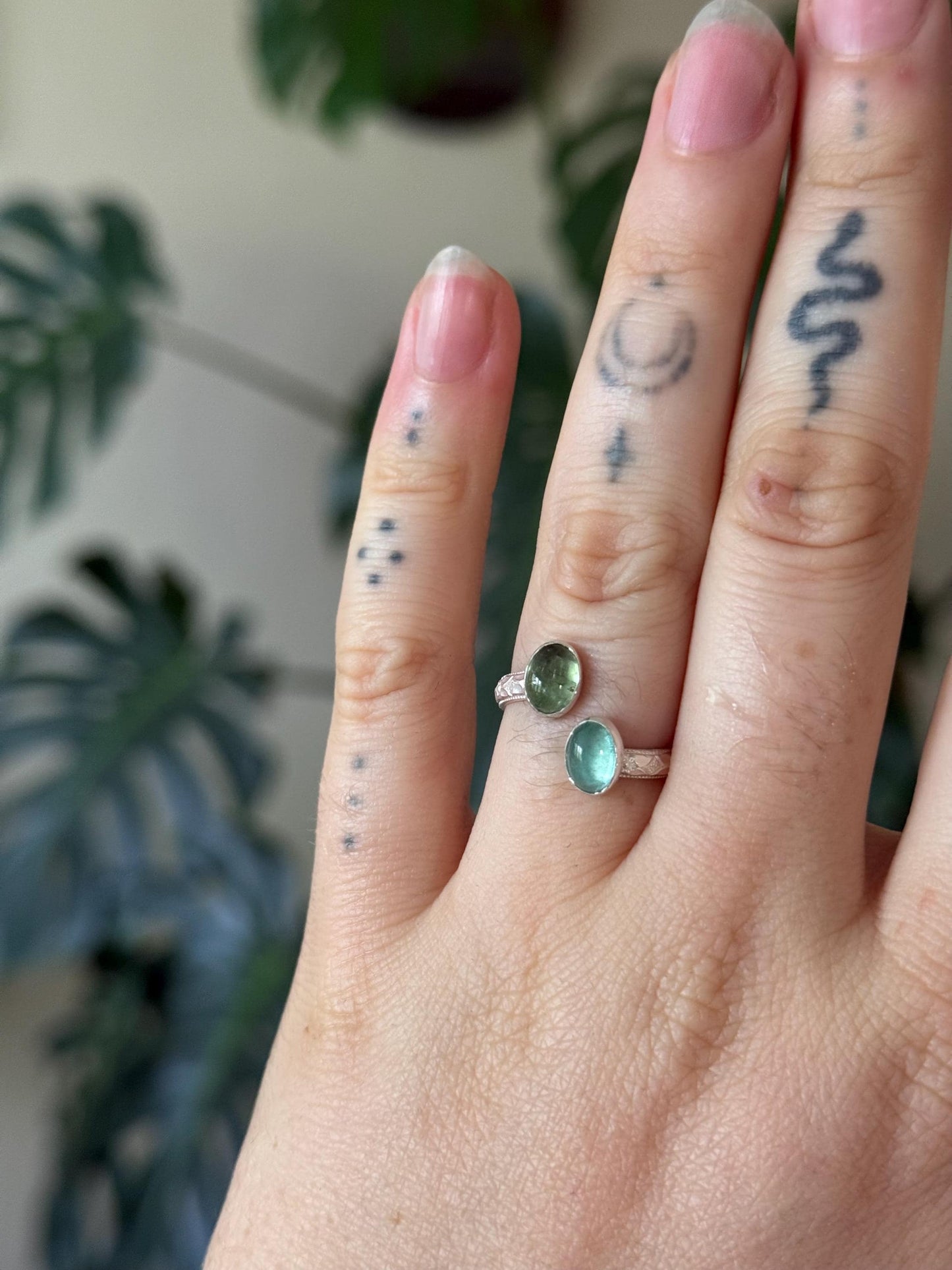 Tourmaline Adjustable/bypass Ring in sterling