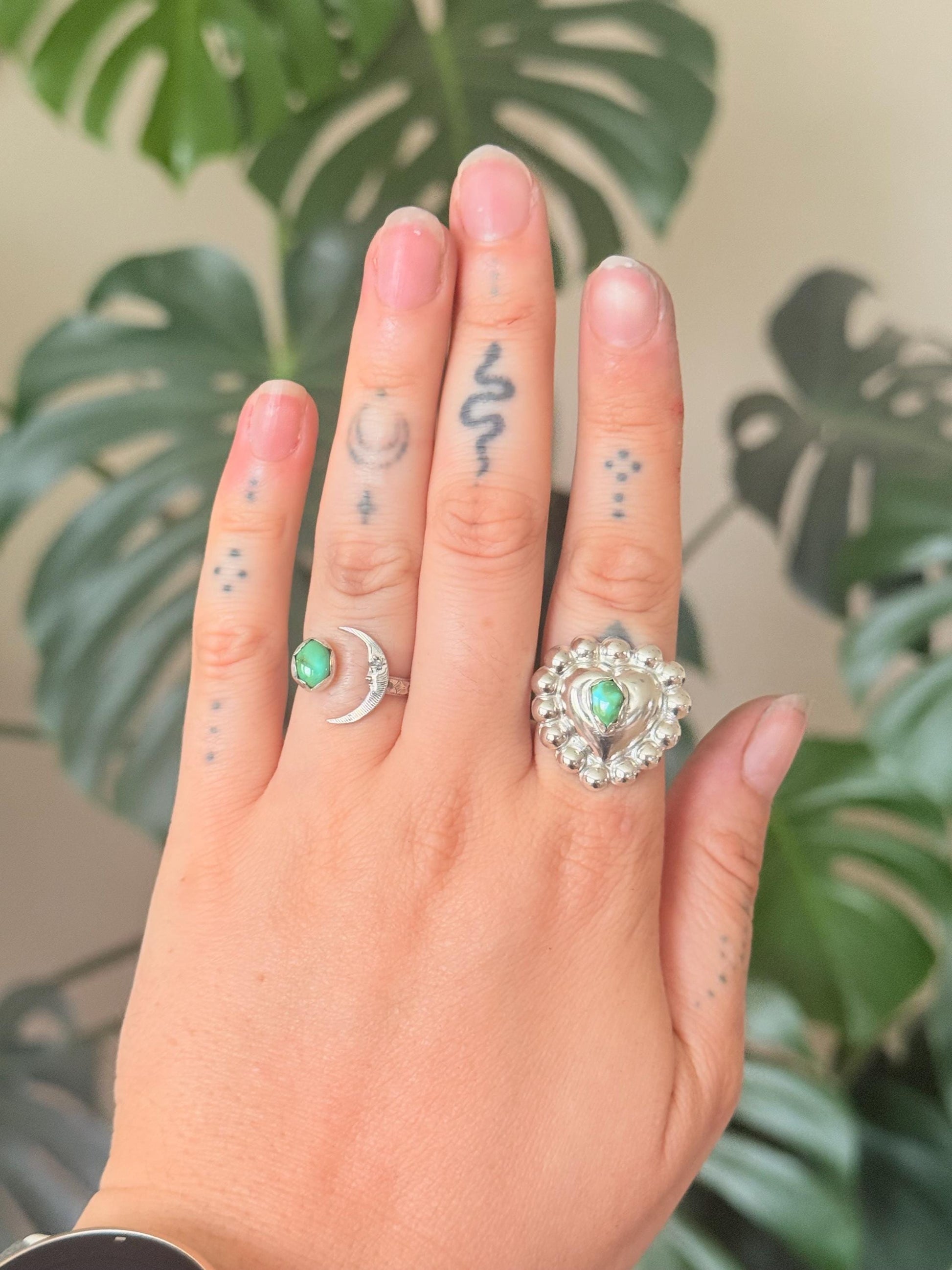 Puffy Heart Ring with Sonoran Gold Turquoise Sterling • Size 8