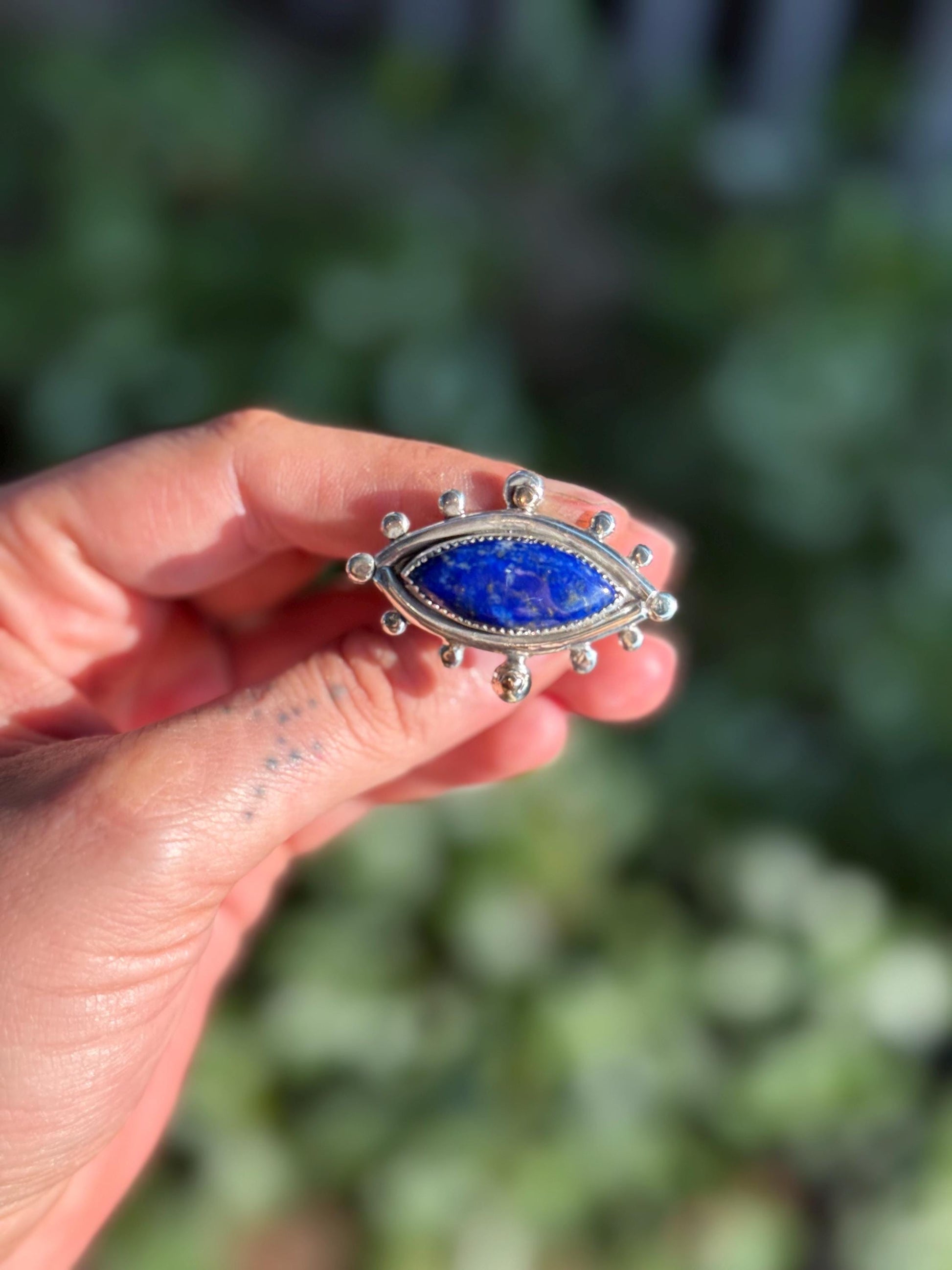 Lapis Empress Ring in Silver and 14k Gold size 8