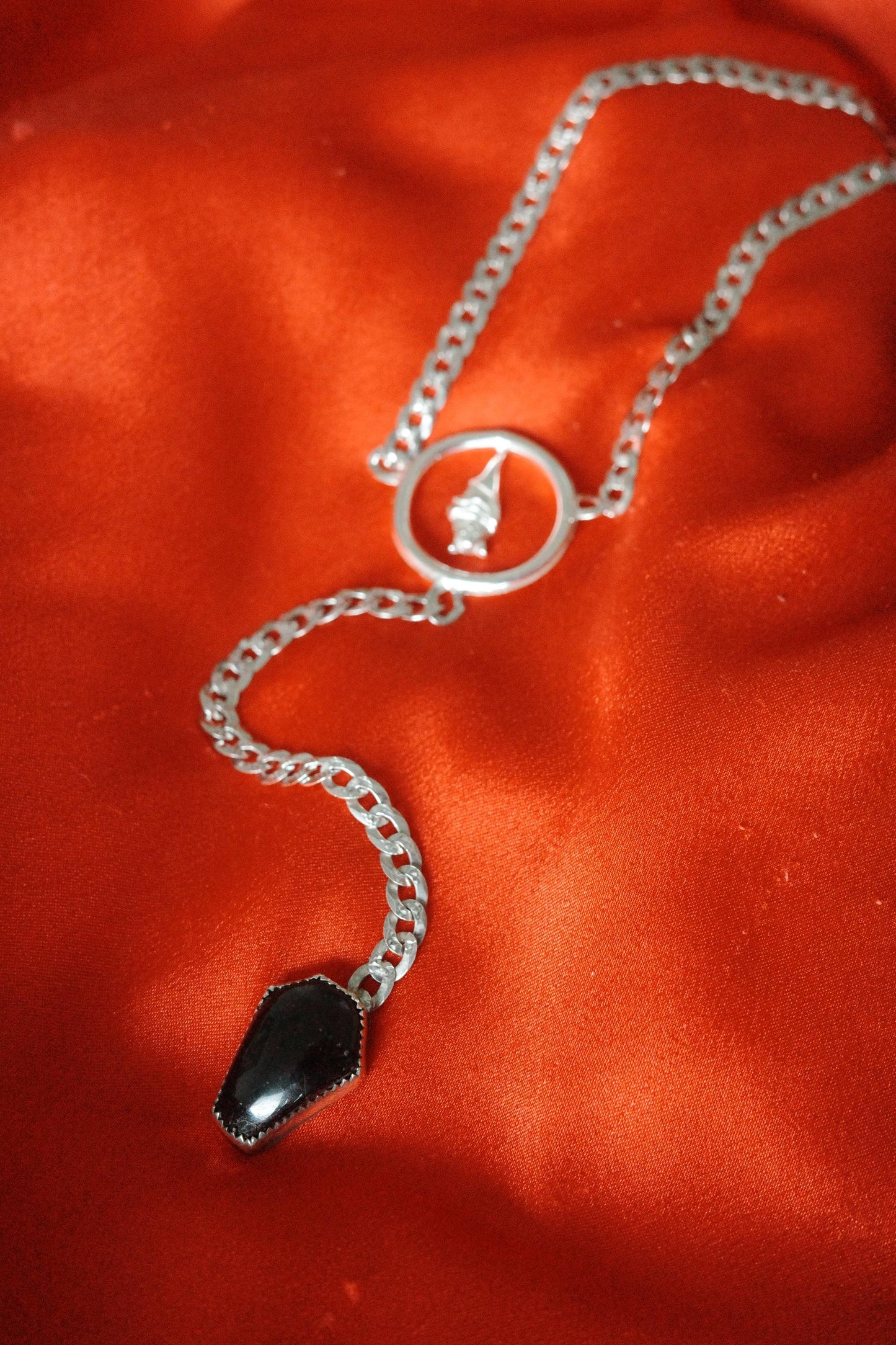 O-Ring Bat Choker with Onyx Coffin Lariat