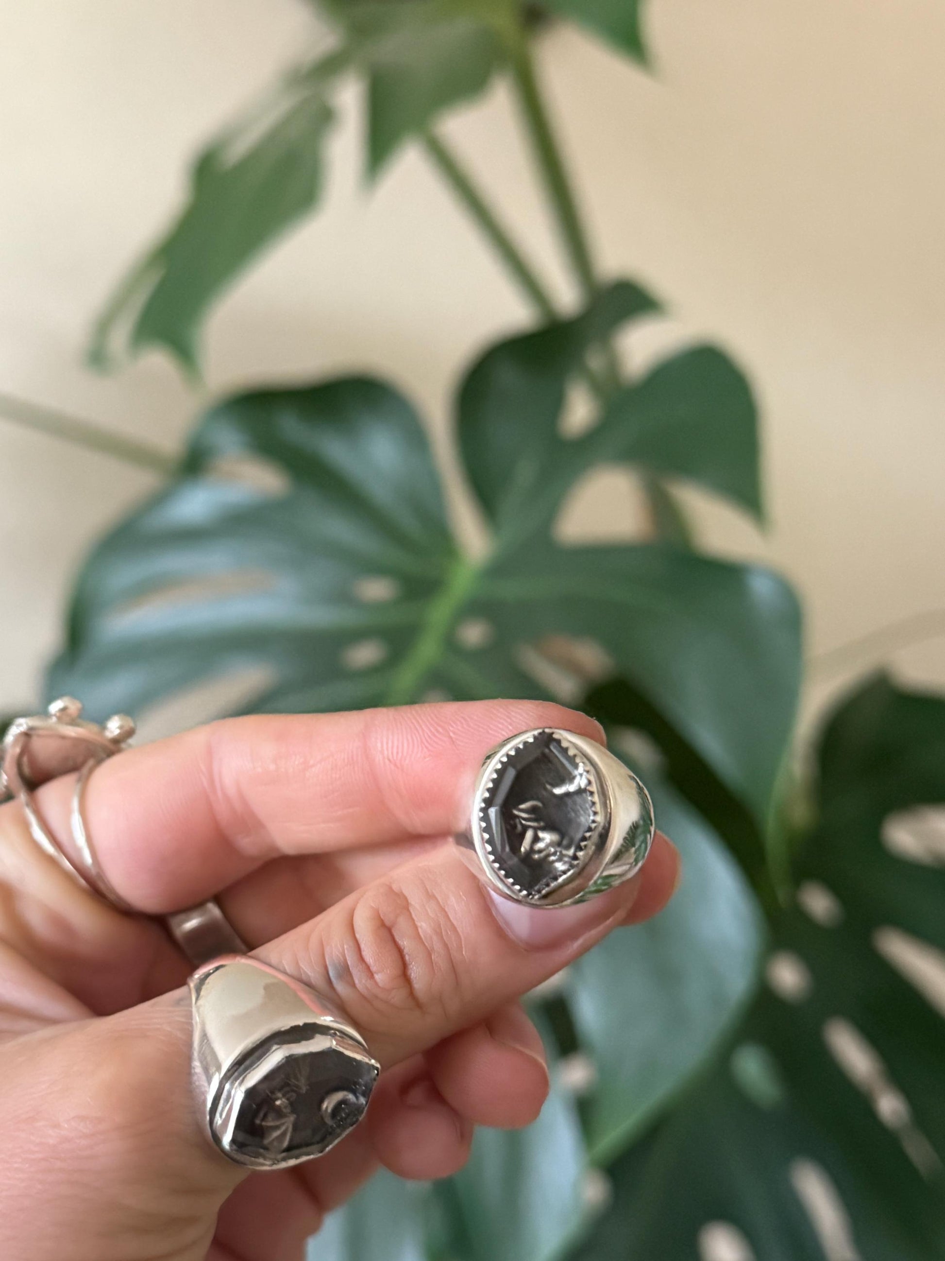 Slytherin Looking Glass ring • Sterling and Quartz size 8.5
