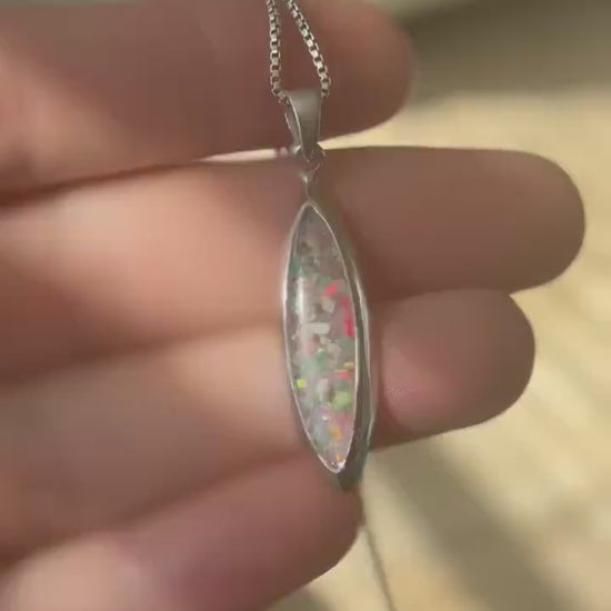 Marquise Opal Inlay Necklace in sterling Silver