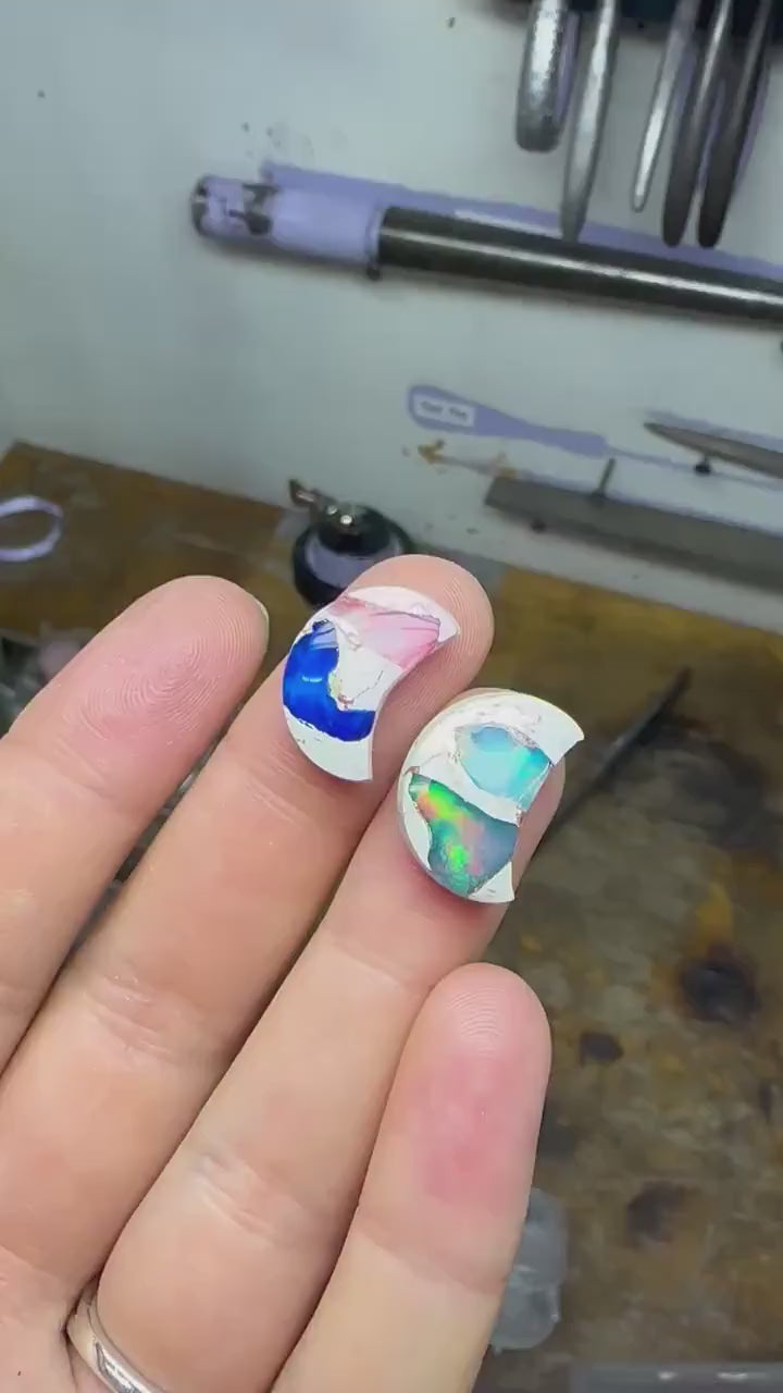 Mexican Cantera Opal Moon Ring size 8
