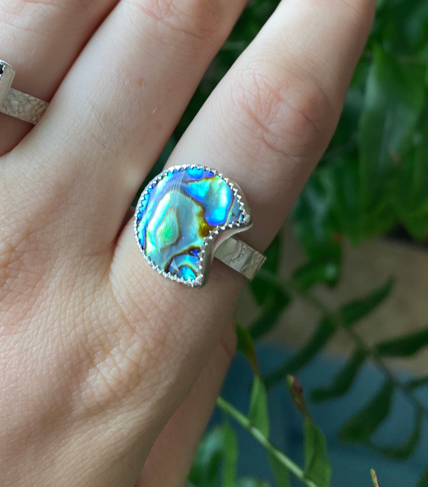 Abalone Moon Made to order silver ring