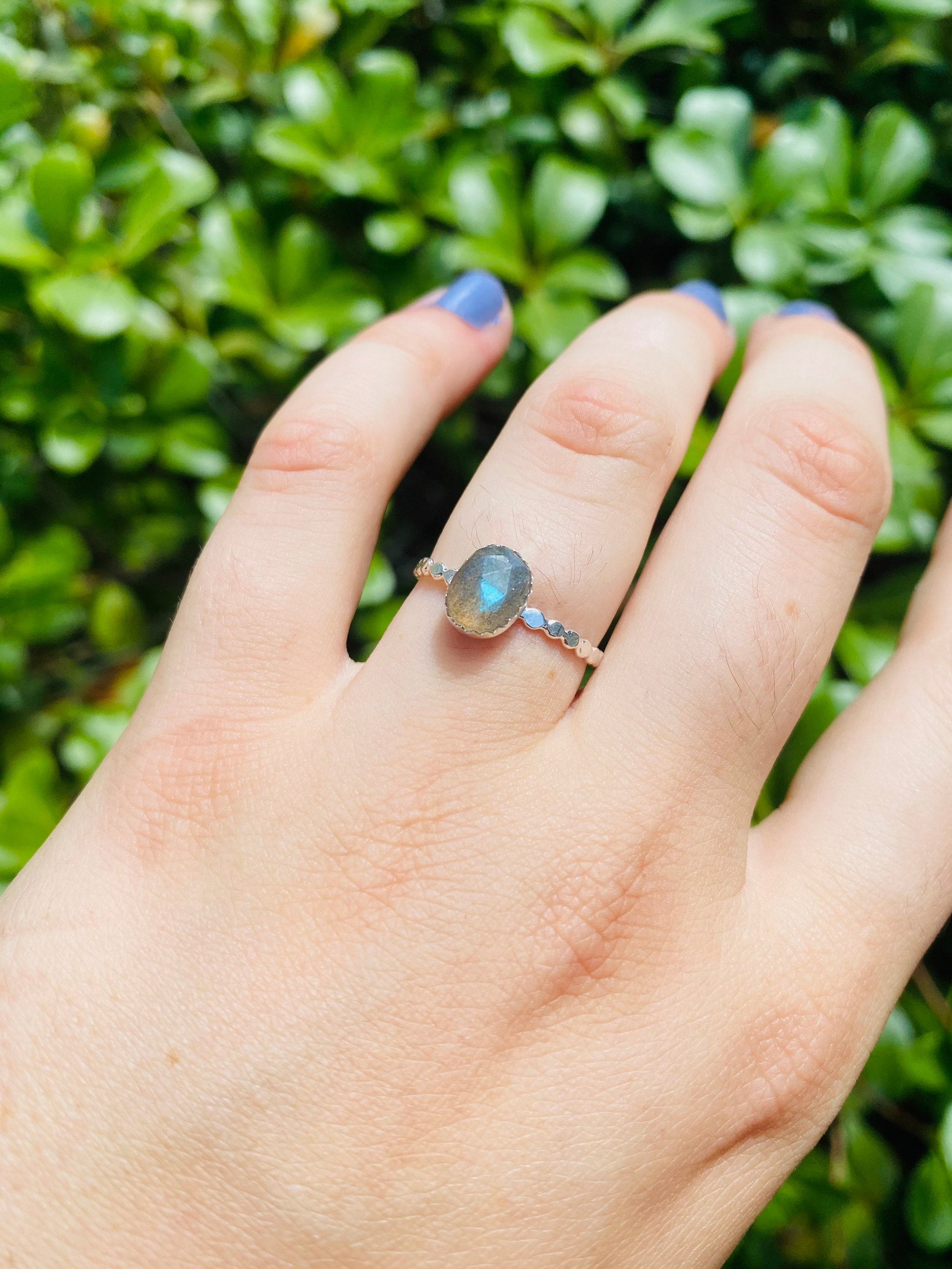 Rose Cut Labradorite Stackable Ring • Sterling silver • All sizes available