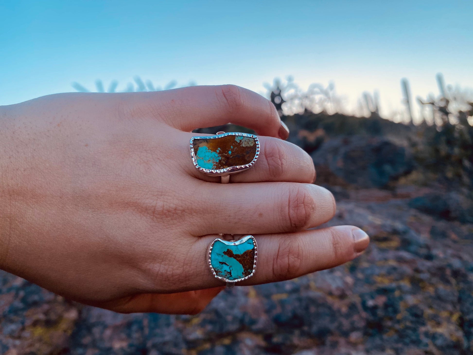 Raw Turquoise Ring in sterling silver sizes 6 & 8