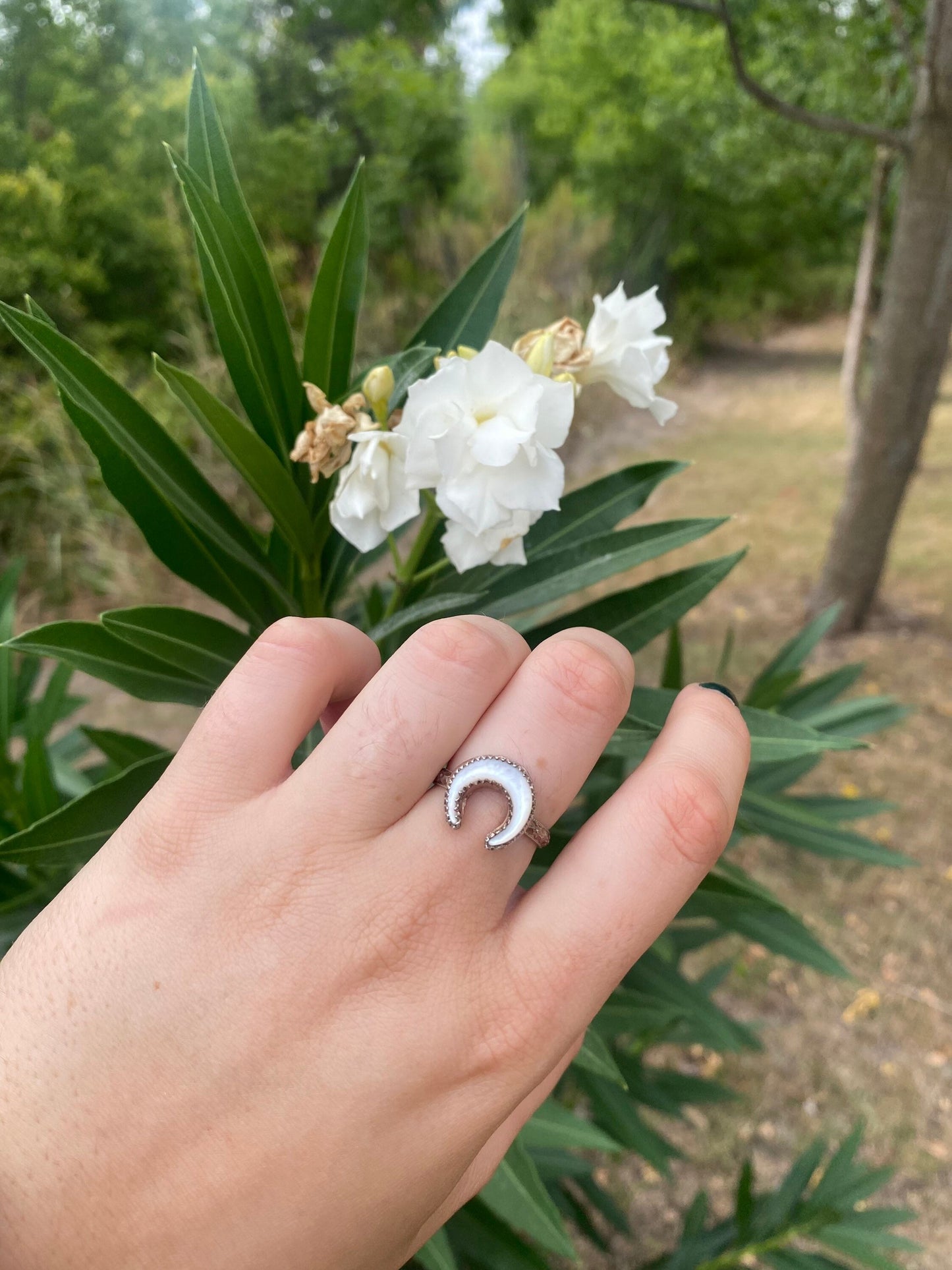 Mother of Pearl ring • Sterling Silver • Made to order in your size