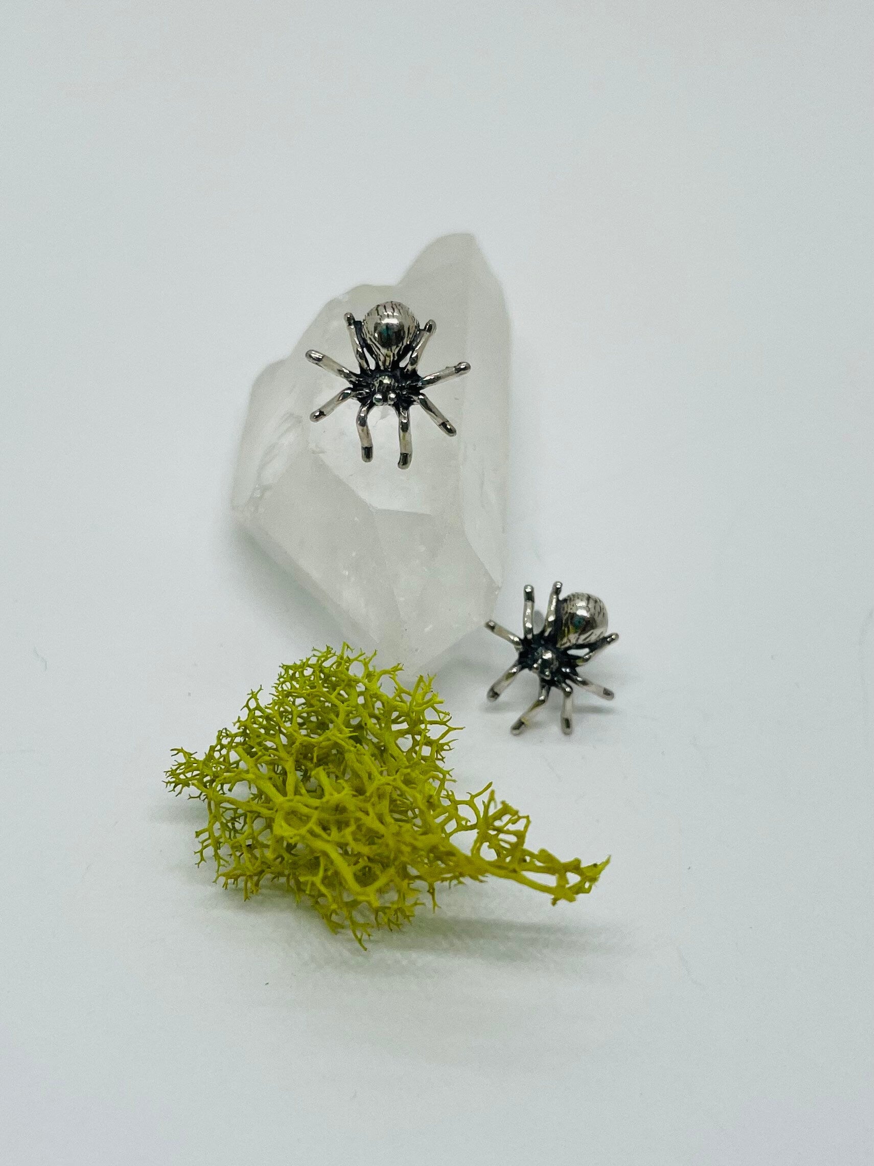 Spidey Senses • Sterling Spider Studs • realistic spider jewelry