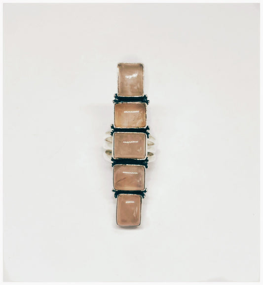 Rose Quartz Statement Ring • Size 6-9 • Long ring • pink stone statement ring • Rose Quartz Silver Ring