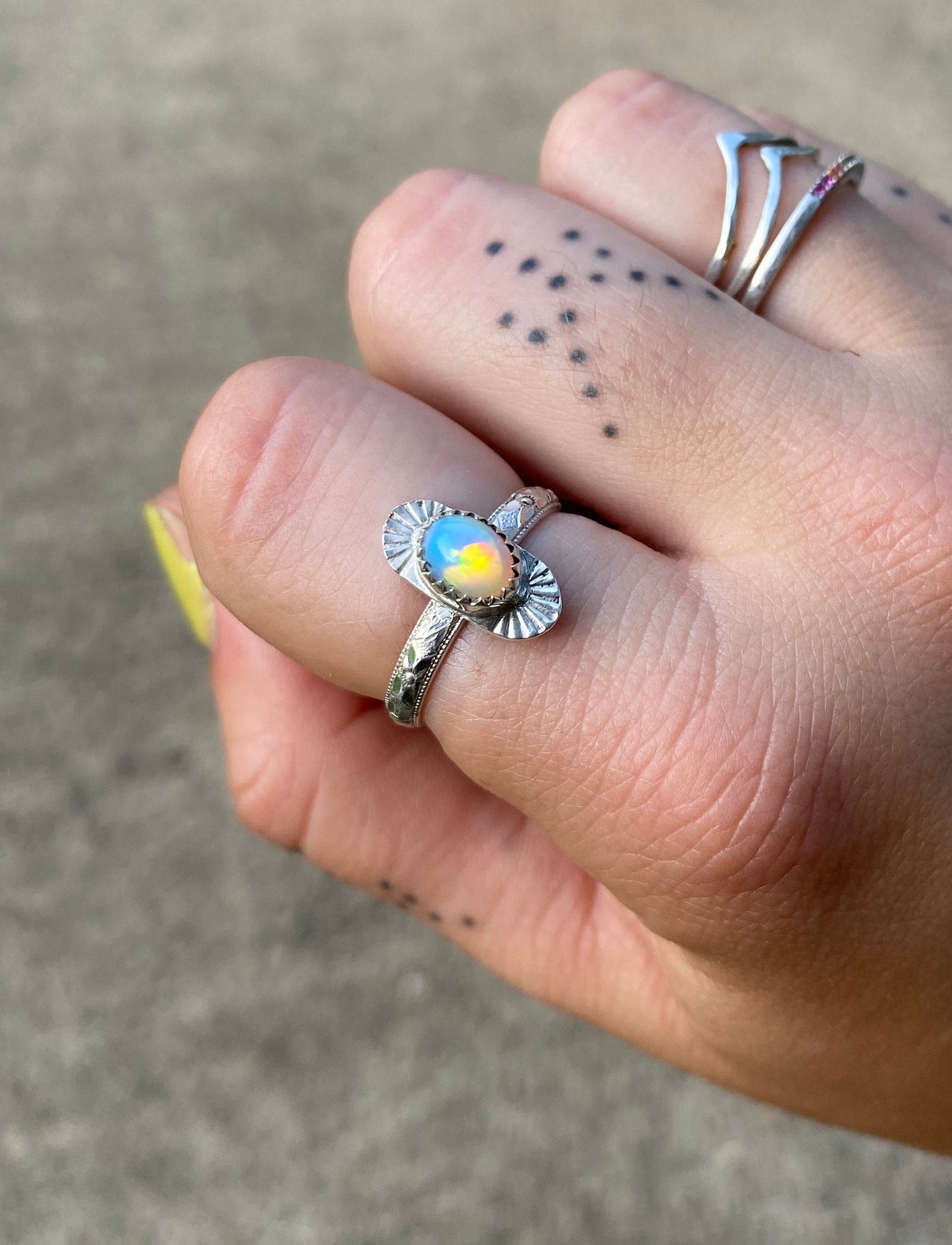 Rise Ring with Welo Opal • Unique Sterling Silver Opal Ring