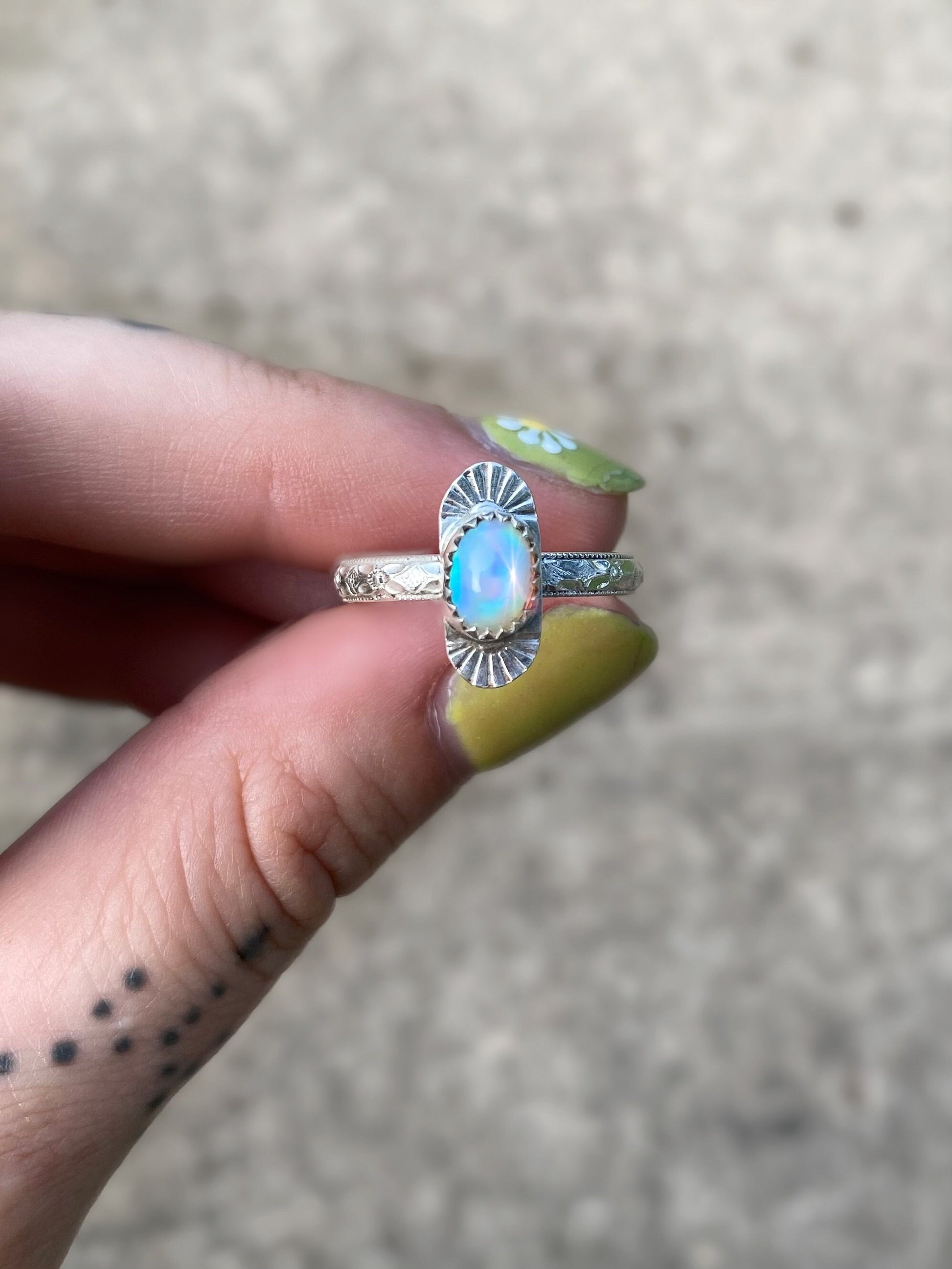 Rise Ring with Welo Opal • Unique Sterling Silver Opal Ring