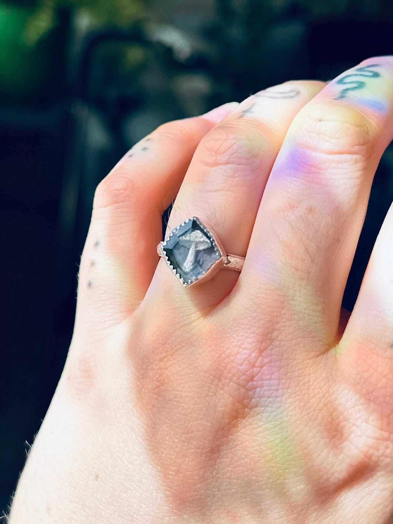 A Little Shroom Looking Glass Ring • Silver mushroom ring
