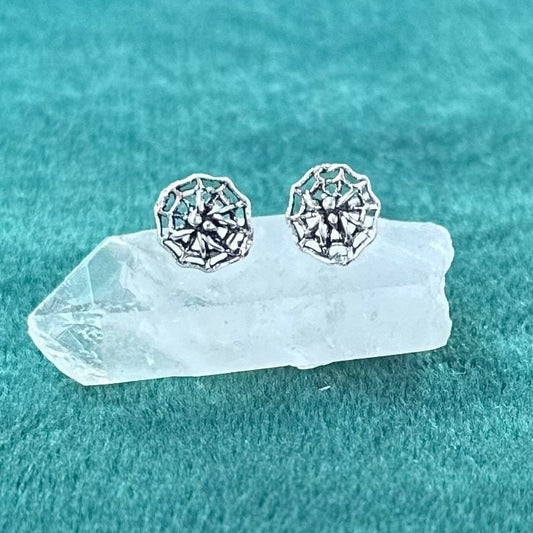 Caught in Her Web Studs in Sterling Silver