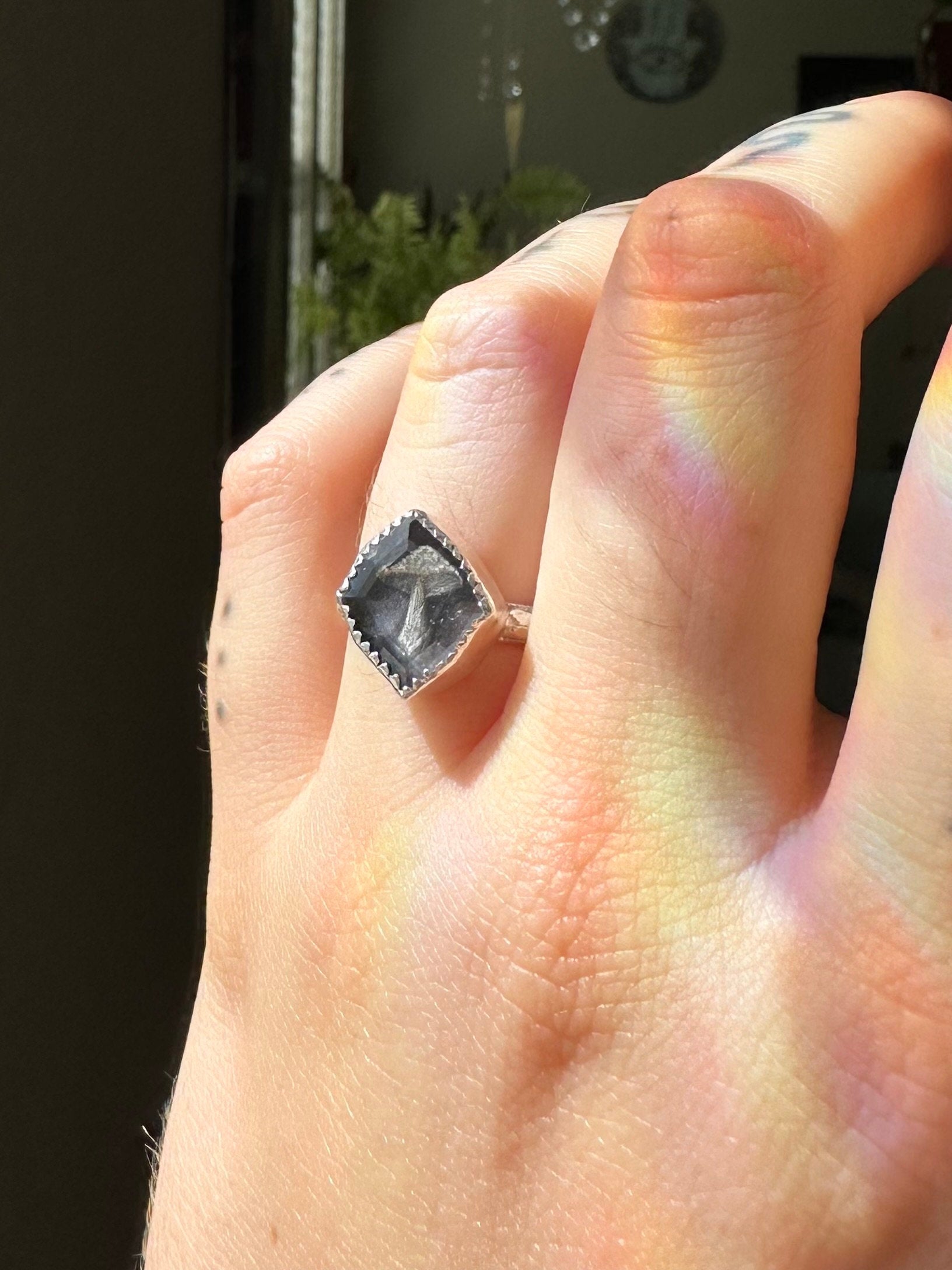 A Little Shroom Looking Glass Ring • Silver mushroom ring