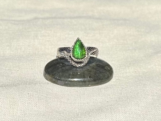 Slytherin Green Tourmaline ring • Sterling size 8