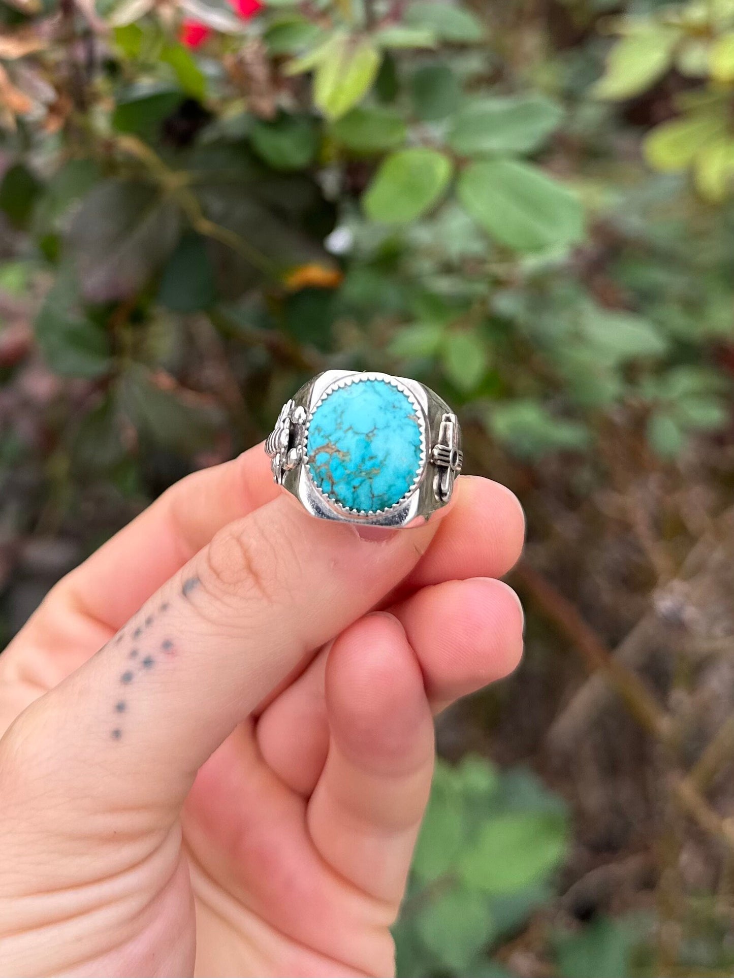 The Scorpion size 12 Kingman Turquoise Men Signet Ring