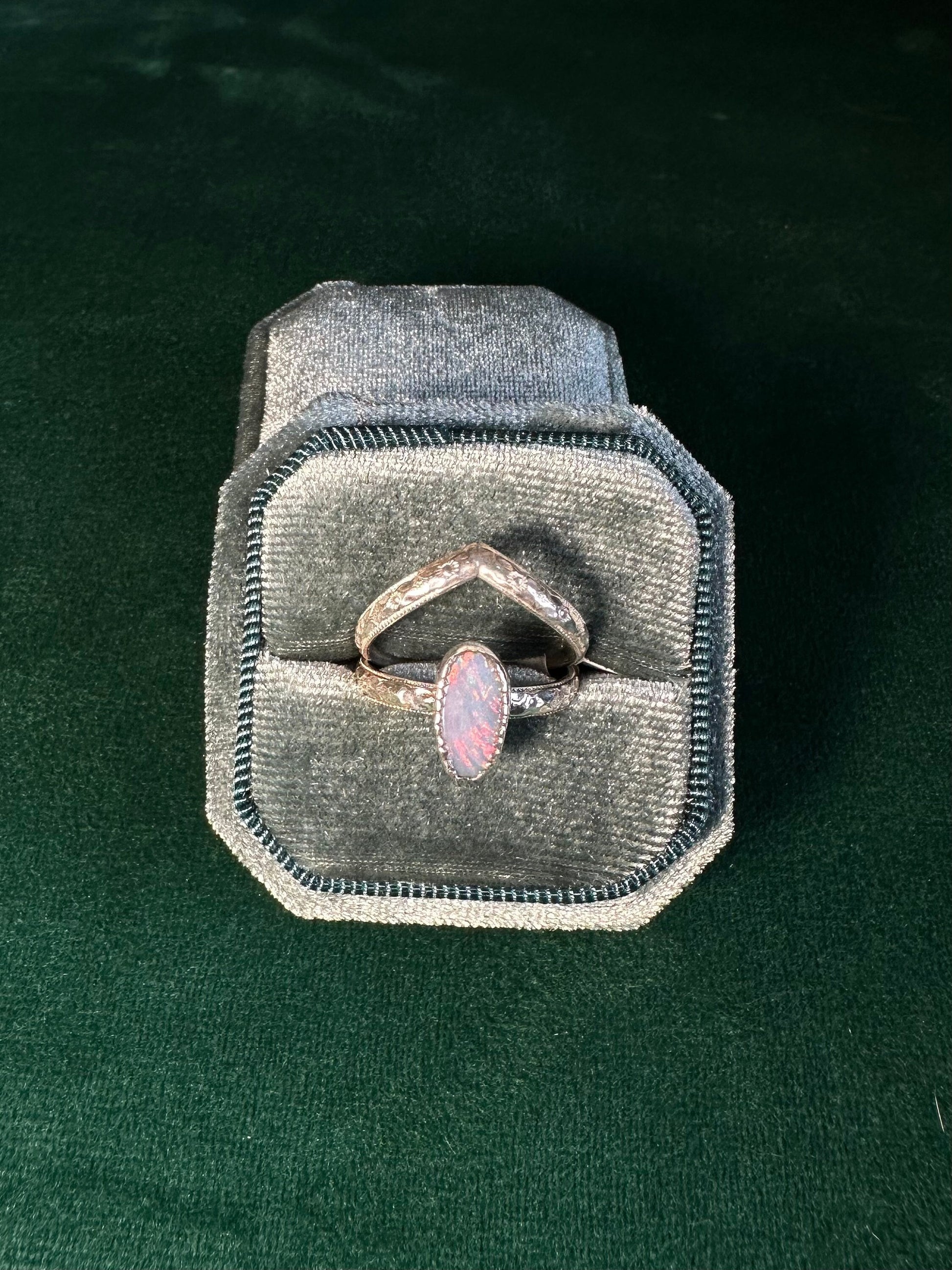 Australian Boulder Opal Ring Stacking Set size 8.5