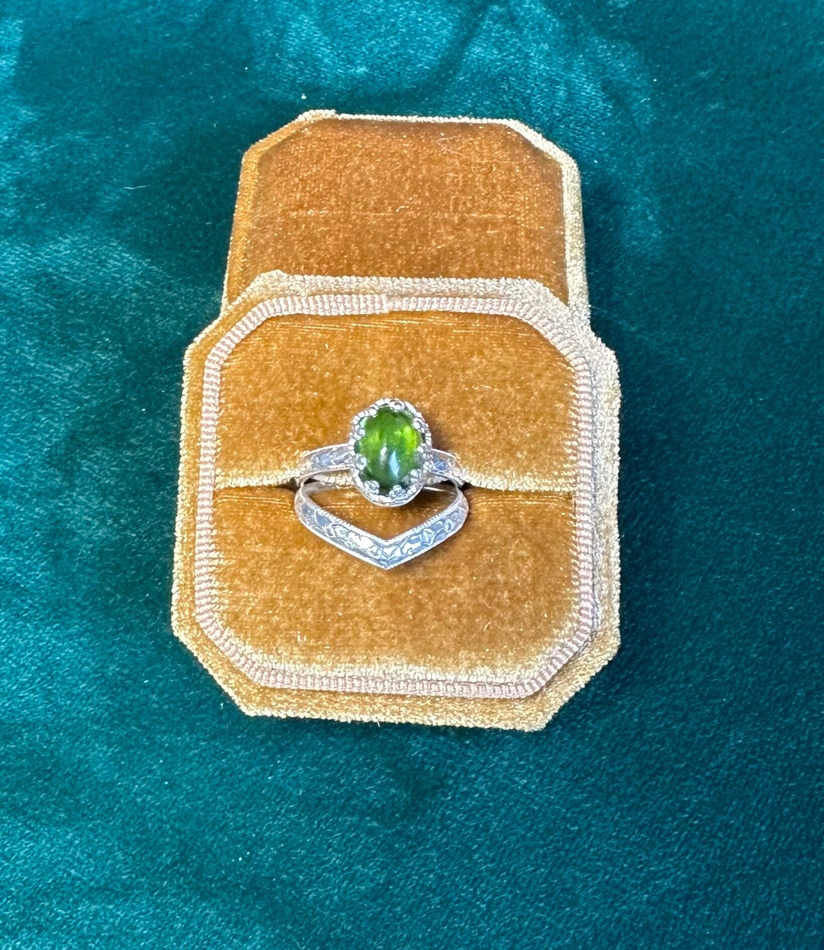 Green Tourmaline Stacking Ring Set size 6
