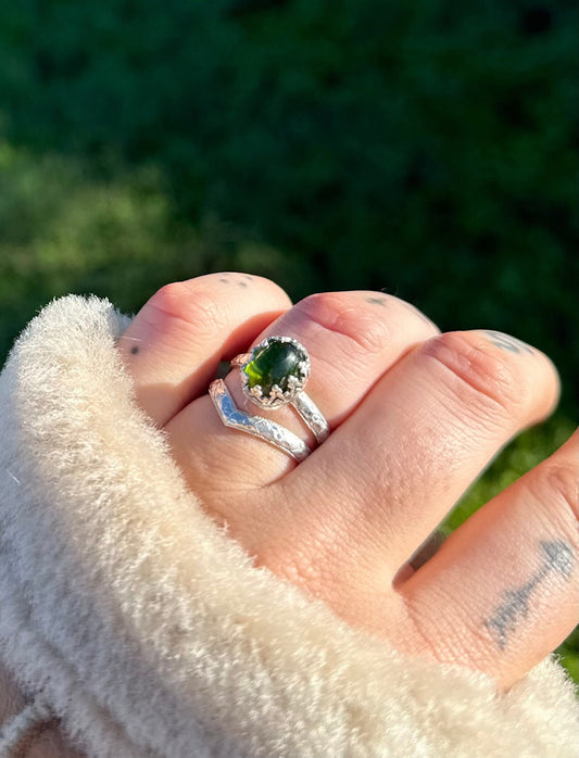 Green Tourmaline Stacking Ring Set size 6