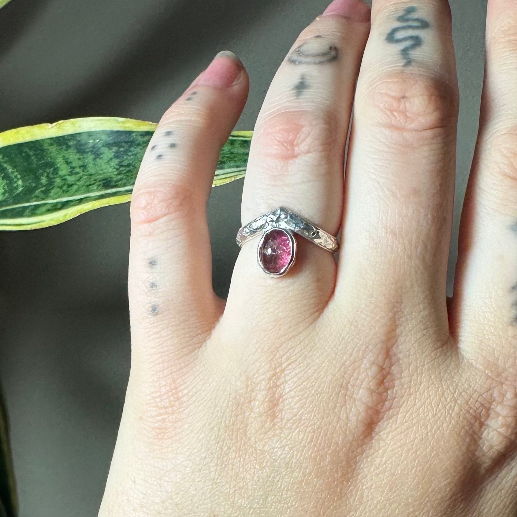 Pink Tourmaline Goddes Ring Size 5